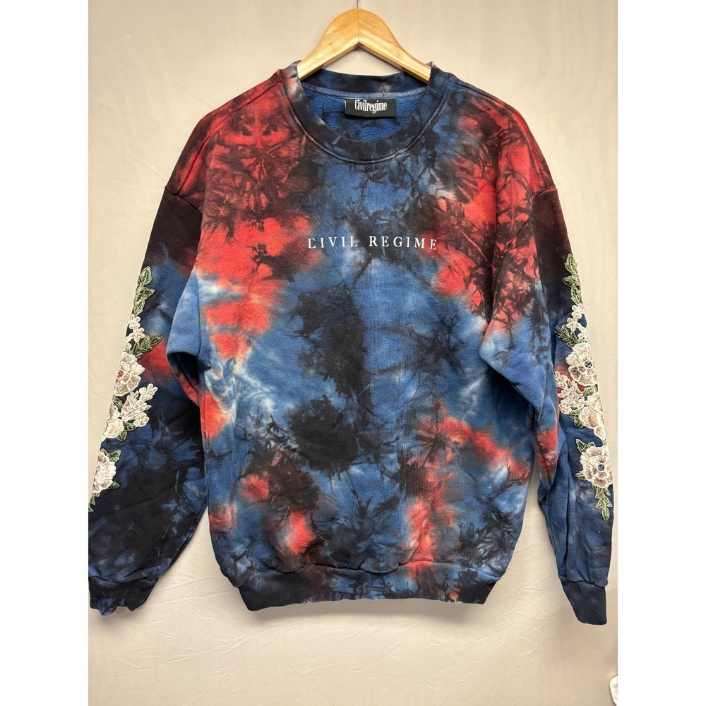 Civil Regime Roses All Day‎ Pullover Sweatshirt Mens Multicolor Tie Dye Large